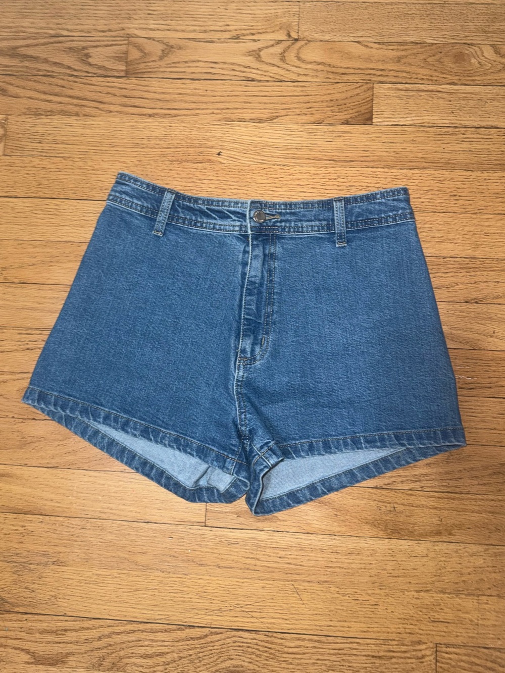 Blue High-Rise Denim Shorts